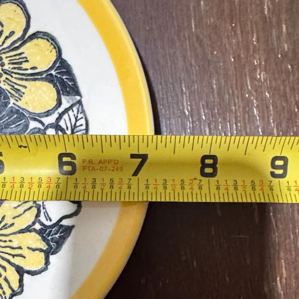 Homer Laughlin Dec Stone Plate Floral Yellow and Black Plate